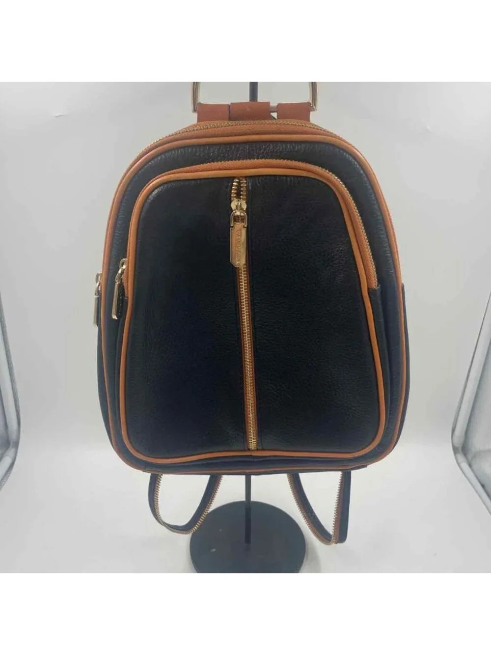 Valentina Leather Black Brown Women's Black Luxe pebbled Backpack